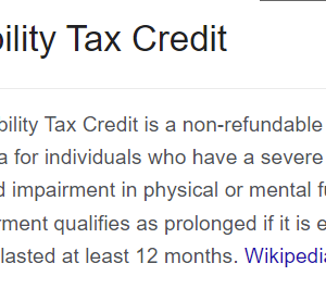Disability Tax Credit definition as per wikipedia