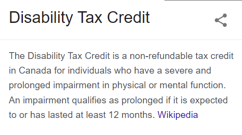 Disability Tax Credit Information